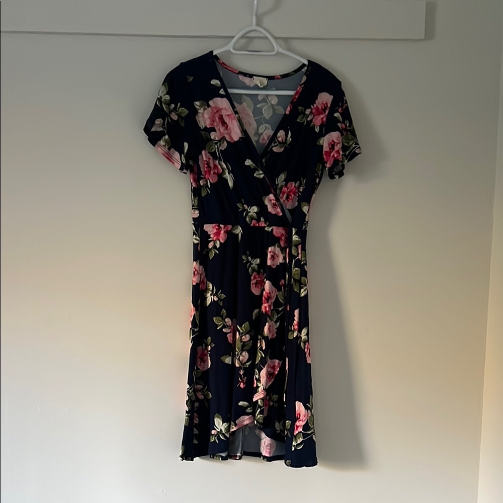 Caution To The Wind Pink and Orange Wrap Midi Dress